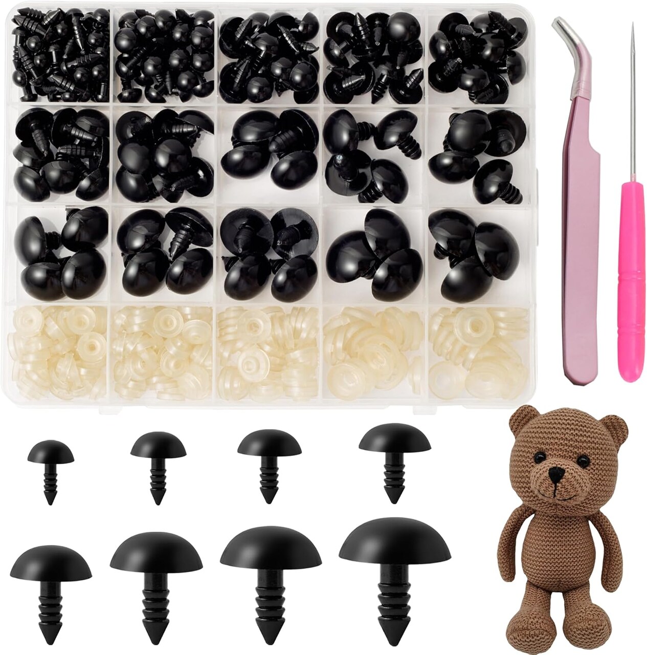 294PCS Safety Eyes for Amigurumi – 6-20mm, 8 Sizes with Washers for Crochet, DIY Crafts, and Stuffed Animals